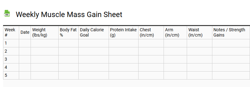 Weekly Muscle Mass Gain Sheet