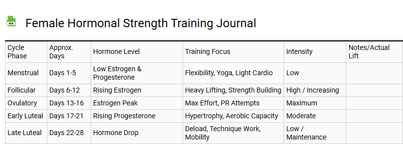 Female Hormonal Strength Training Journal