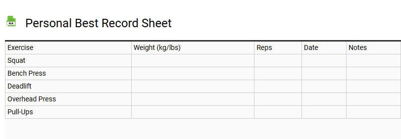 Personal Best Record Sheet