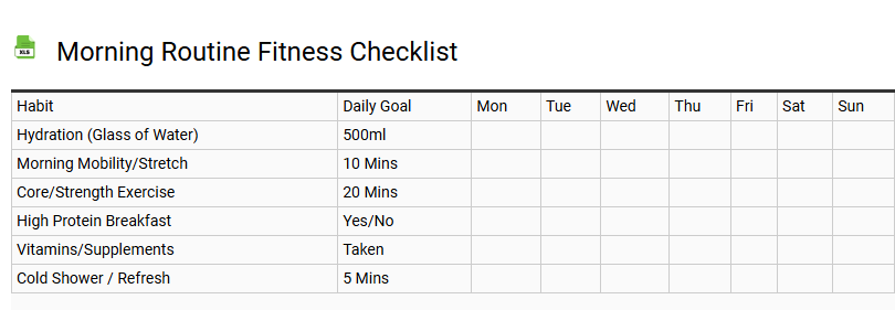 Morning Routine Fitness Checklist