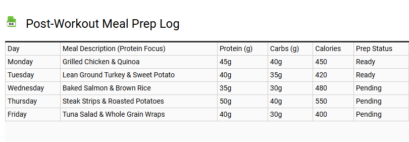 Post-Workout Meal Prep Log