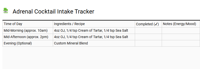 Adrenal Cocktail Intake Tracker