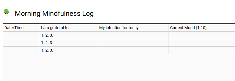 Morning Mindfulness Log