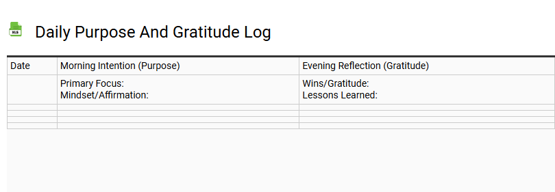 Daily Purpose and Gratitude Log