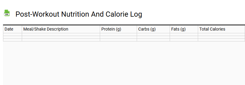 Post-Workout Nutrition and Calorie Log