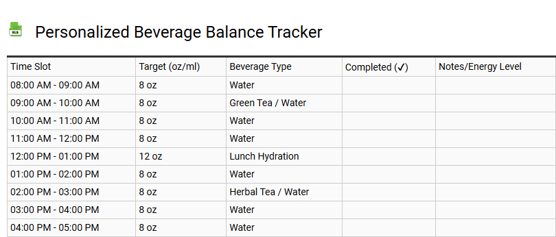 Personalized Beverage Balance Tracker