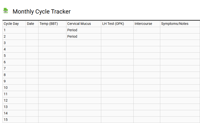 Monthly Cycle Tracker