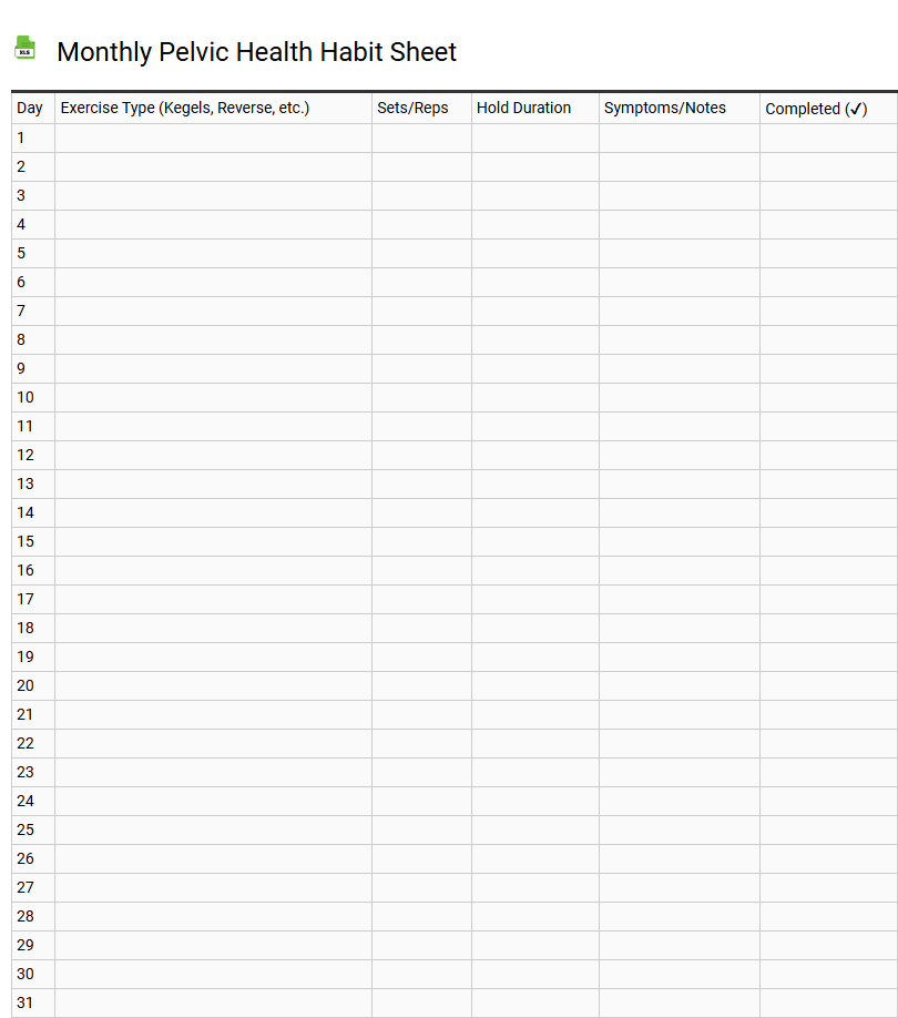 Monthly Pelvic Health Habit Sheet