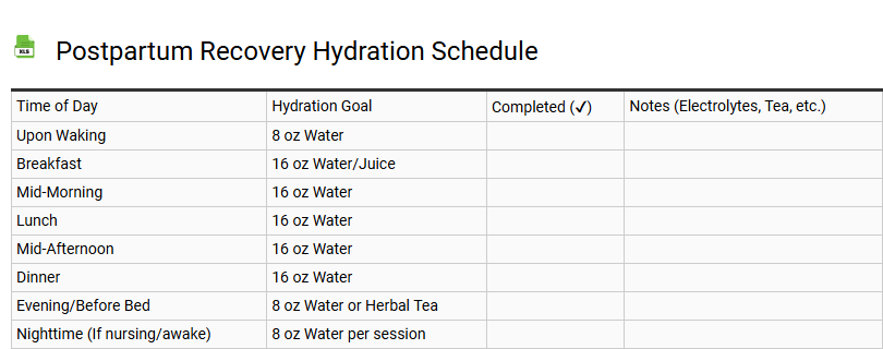 Postpartum Recovery Hydration Schedule