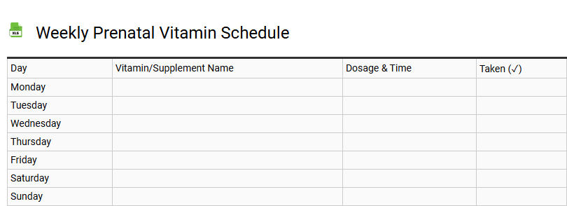 Weekly Prenatal Vitamin Schedule