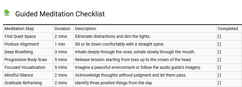 Guided Meditation Checklist
