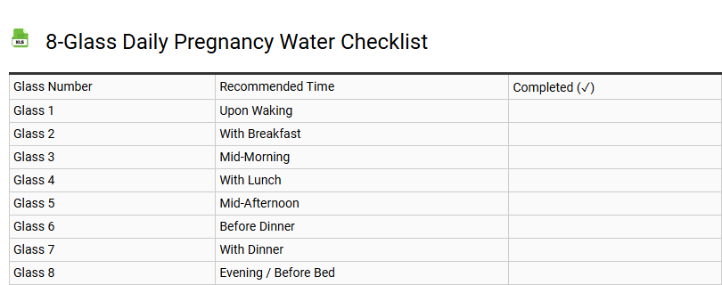 8-Glass Daily Pregnancy Water Checklist