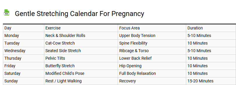 Gentle Stretching Calendar for Pregnancy