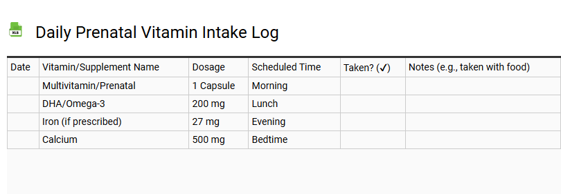 Daily Prenatal Vitamin Intake Log