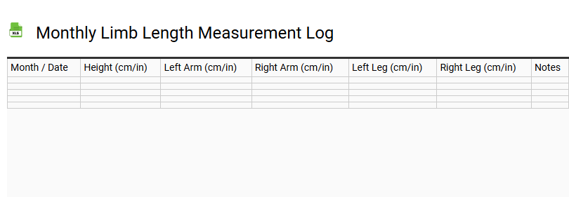 Monthly Limb Length Measurement Log