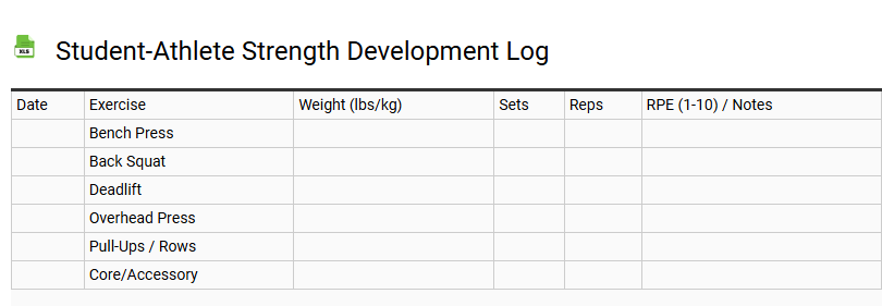 Student-Athlete Strength Development Log