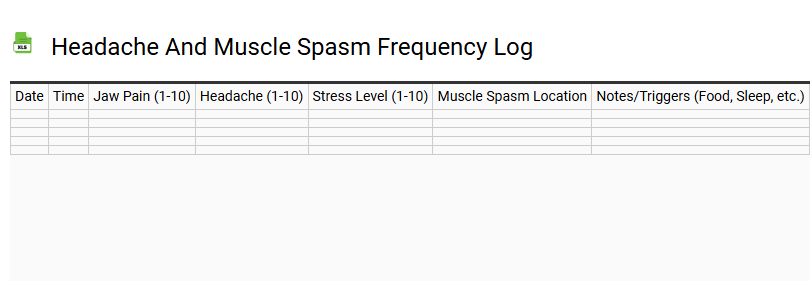 Headache and Muscle Spasm Frequency Log