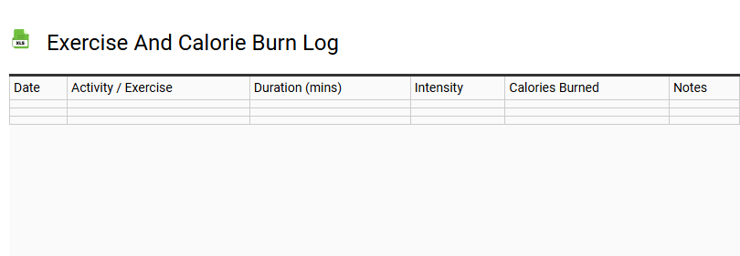 Exercise and Calorie Burn Log