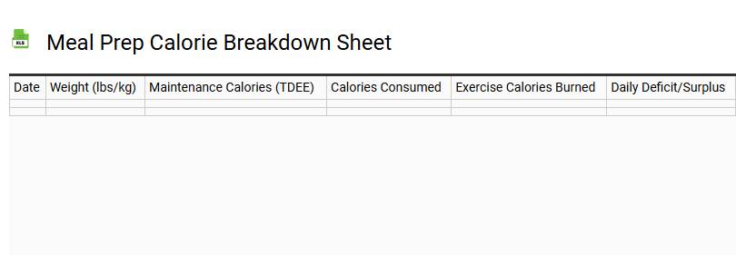 Meal Prep Calorie Breakdown Sheet