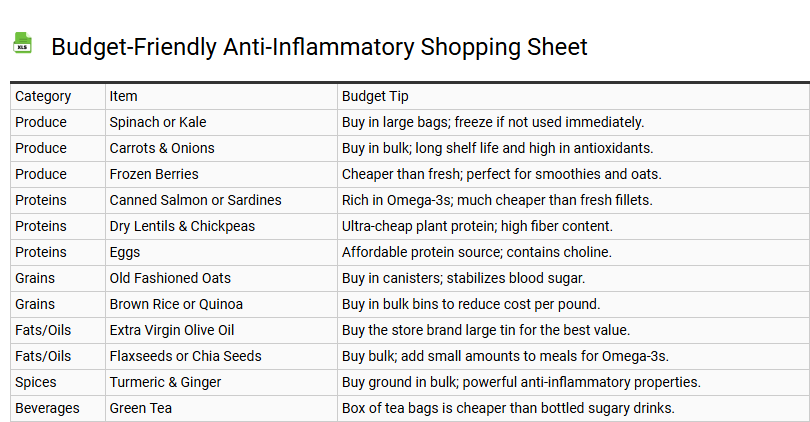 Budget-Friendly Anti-Inflammatory Shopping Sheet