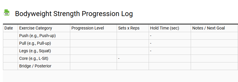 Bodyweight Strength Progression Log