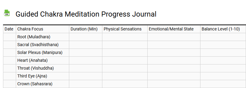 Guided Chakra Meditation Progress Journal