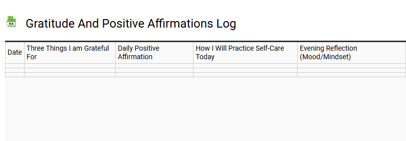 Gratitude and Positive Affirmations Log