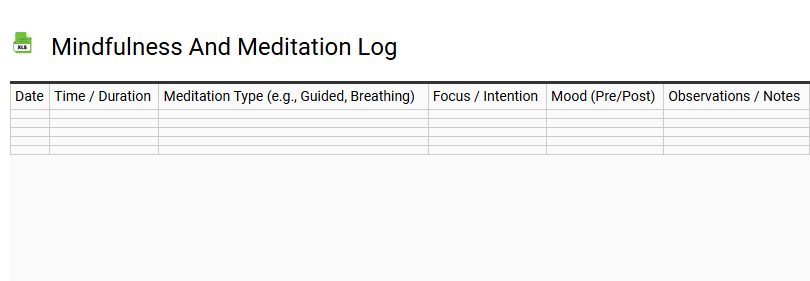 Mindfulness and Meditation Log