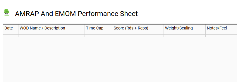 AMRAP and EMOM Performance Sheet