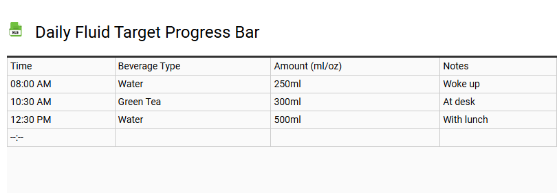 Daily Fluid Target Progress Bar