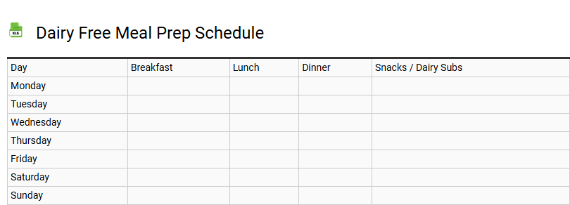 Dairy Free Meal Prep Schedule