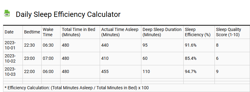 Daily Sleep Efficiency Calculator