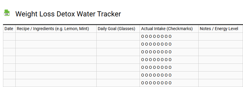 Weight Loss Detox Water Tracker