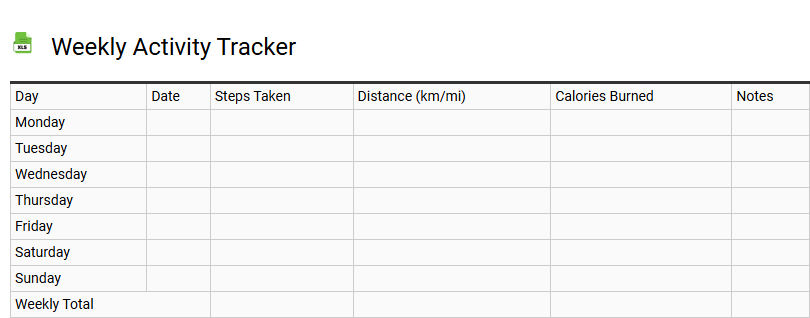 Weekly Activity Tracker