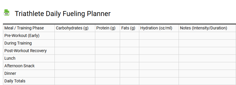 Triathlete Daily Fueling Planner