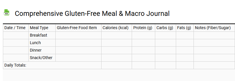 Comprehensive Gluten-Free Meal & Macro Journal