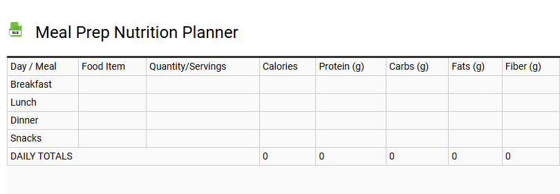 Meal Prep Nutrition Planner