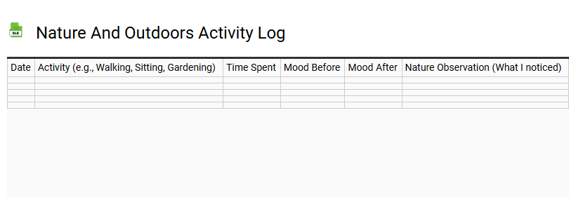 Nature and Outdoors Activity Log