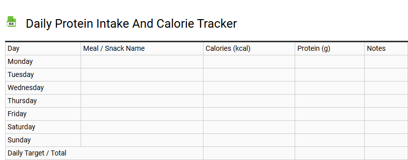 Daily Protein Intake and Calorie Tracker
