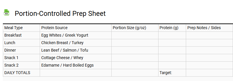 Portion-Controlled Prep Sheet