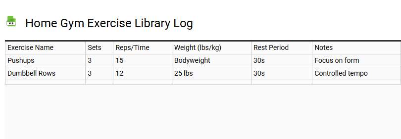 Home Gym Exercise Library Log