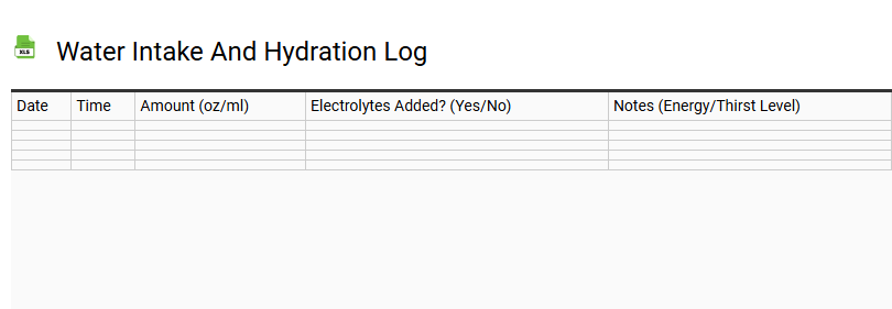 Water Intake and Hydration Log