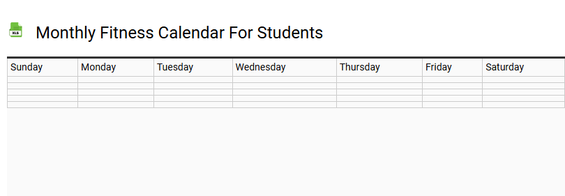 Monthly Fitness Calendar for Students