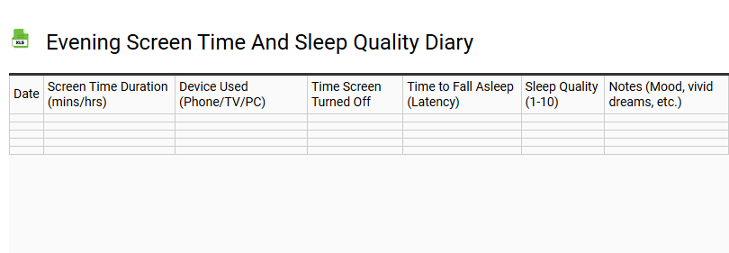 Evening Screen Time and Sleep Quality Diary