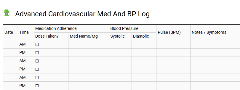 Advanced Cardiovascular Med and BP Log