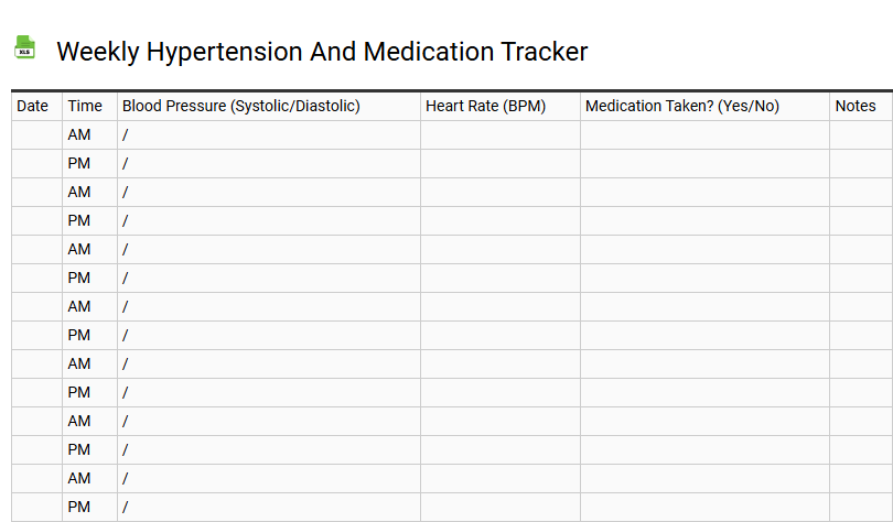 Weekly Hypertension and Medication Tracker