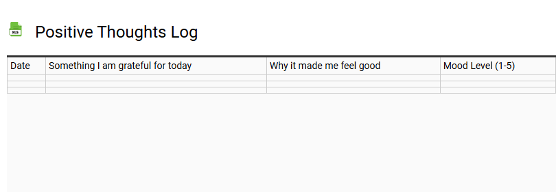 Positive Thoughts Log
