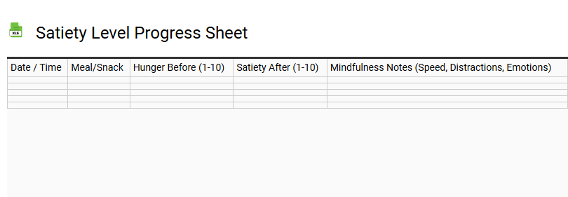 Satiety Level Progress Sheet