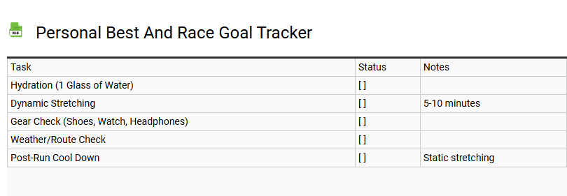 Personal Best and Race Goal Tracker