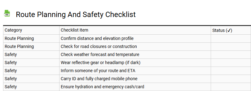 Route Planning and Safety Checklist